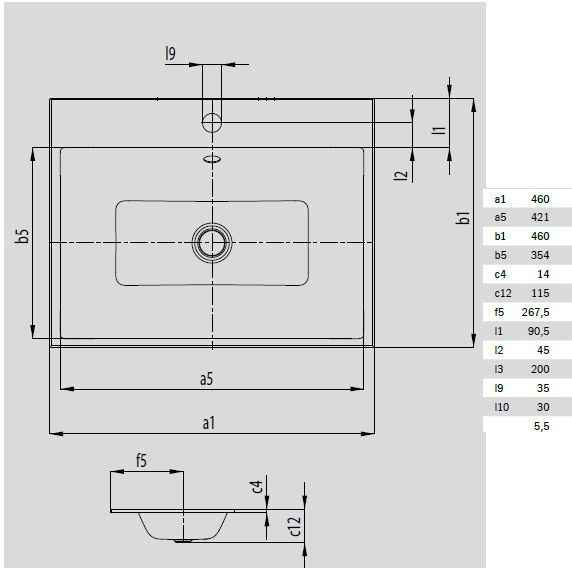 Умивальник Kaldewei Puro 9000 0601 3001