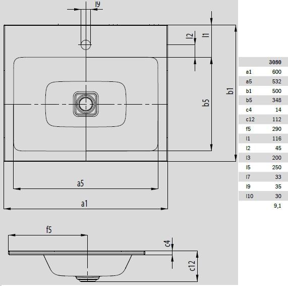 Умывальник Kaldewei Cono 9016 0601 3001