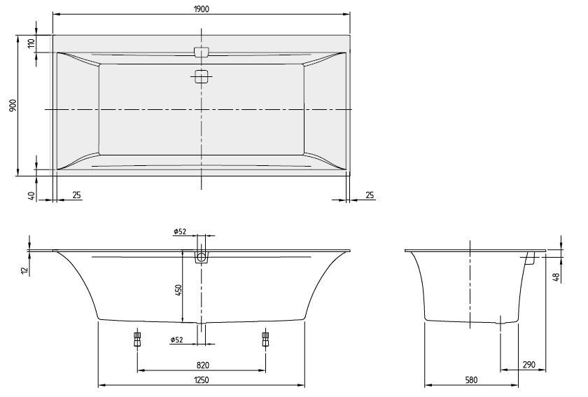 Ванна Villeroy&Boch Squaro Edge 12 UBQ190SQE2DV-01