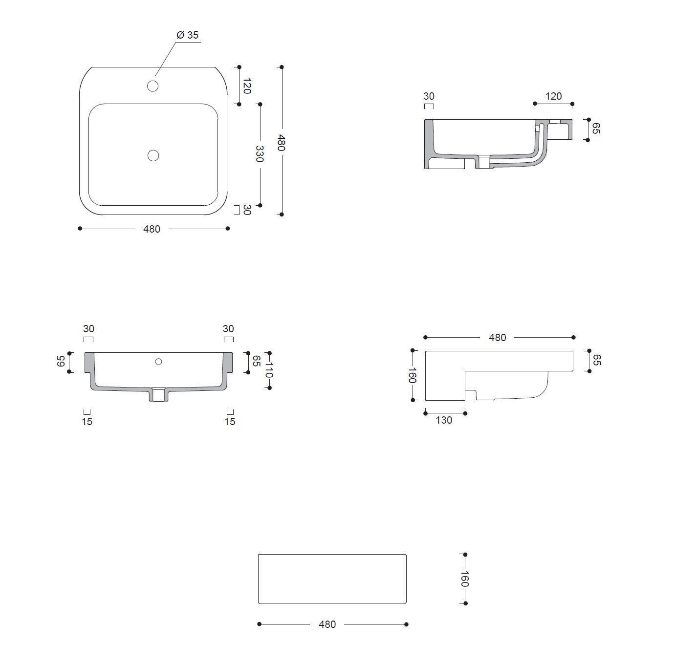 Полувстроенный умывальник Cosa AXA