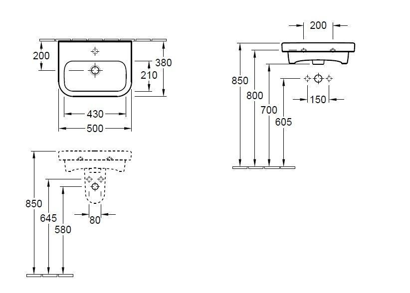 Подвесной умывальник Villeroy and Boch Architectura 43735101