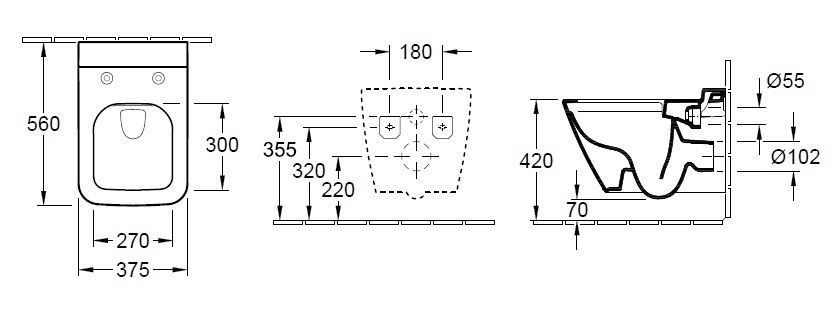 Унитаз подвесной Finion Villeroy & Boch (Без смывного края) 4664R0R2