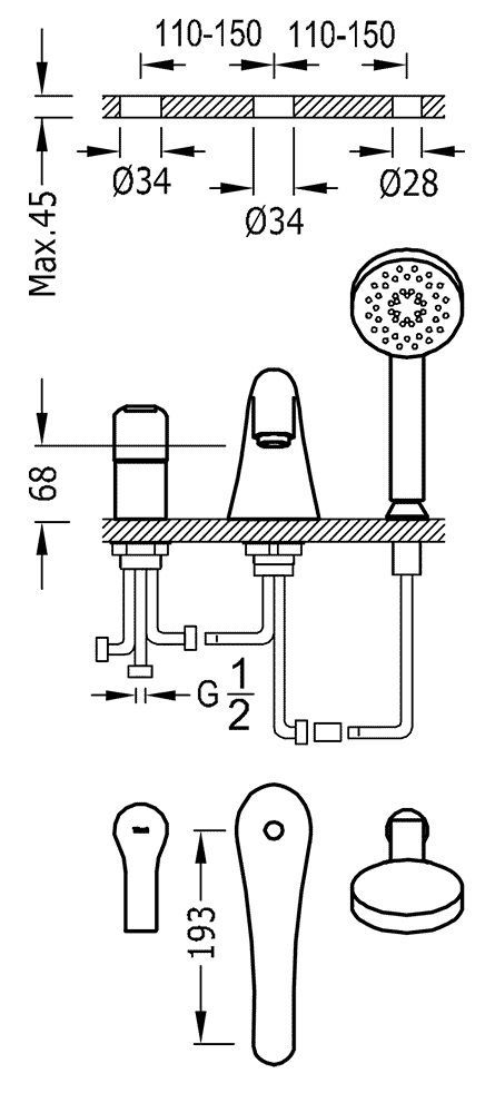 Смесители для ванны K - Tres
