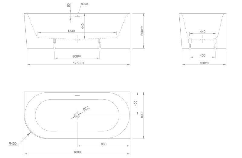 Пристенная ванна Knief Fresh правосторонняя / левосторонняя fresh r 0100-232 Цемент матовый