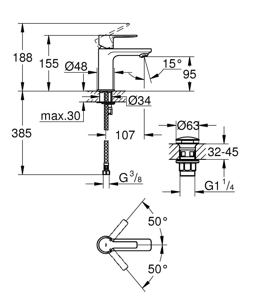 Смеситель для умывальника Grohe Lineare 23791001