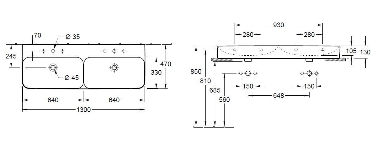 Умывальник на столешницу Finion Villeroy & Boch 4139DKRW