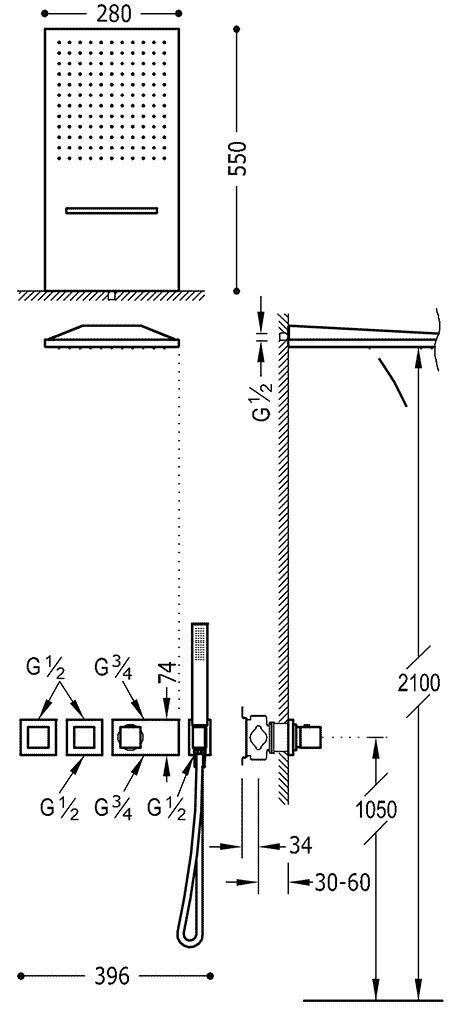 Душевая система Tres Block System 20725302