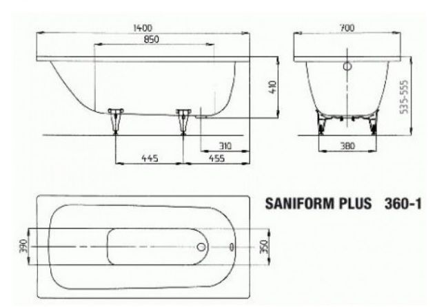 Saniform Plus Ванна стальная 140*70 см 1115 0001 0001