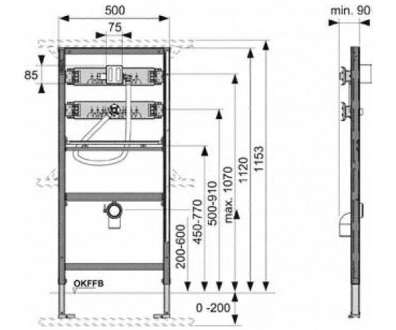 Инсталляция для писсуара Tece 9320008