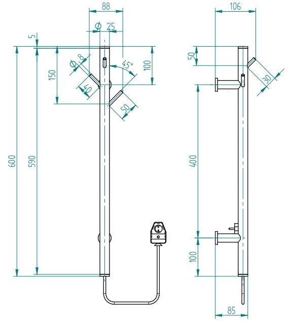 Полотенцесушитель TUBIE-60C31, 600мм, черный матовый TUBIE-60C31