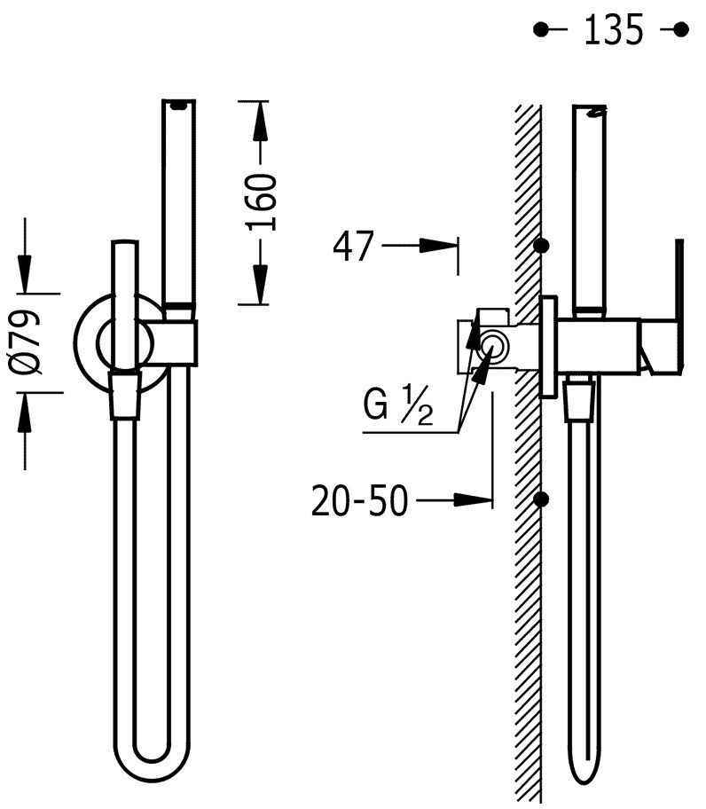 Змішувач з гігієнічним душем Tres Lex 181223