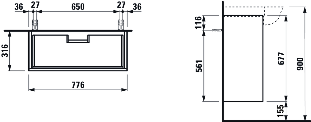 Тумба под умывальник Laufen The New Classic H4060420856311