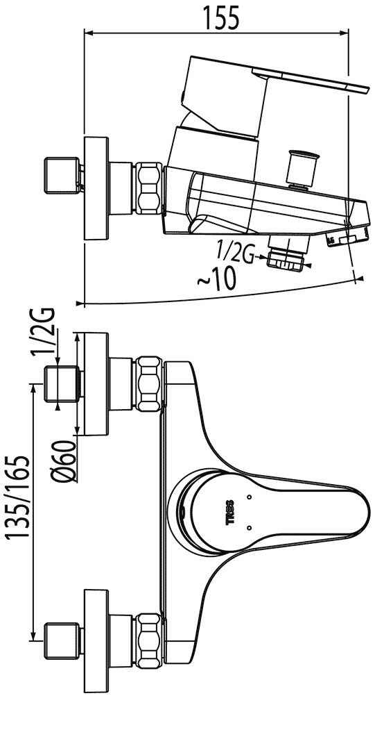 Набор: Змішувач для ванної з душовим набором BM -Tres 01717002