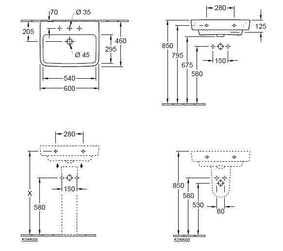 Подвесной умывальник Villeroy and Boch O. Novo 4A416301