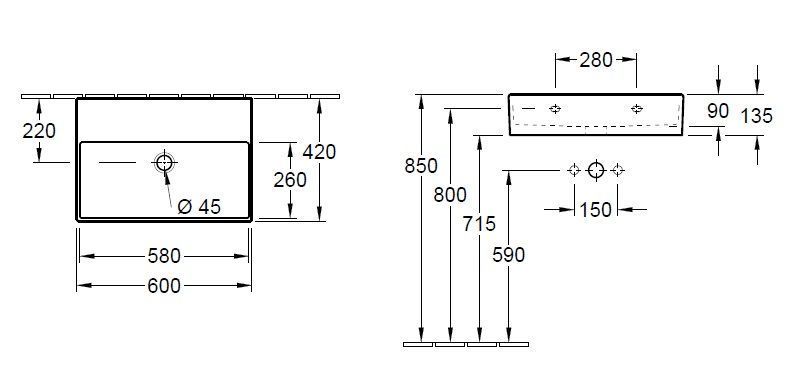 Подвесной умывальник Villeroy and Boch Memento 2.0 4A226301