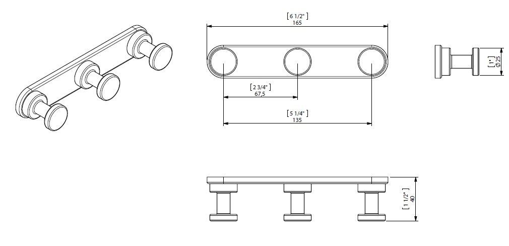 Тройной крючок Creabath Architecture 192663