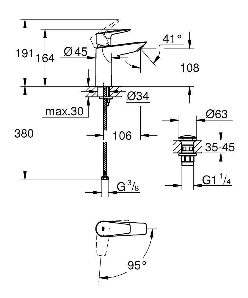 Змішувач для умивальника Grohe BauEdge 23908001