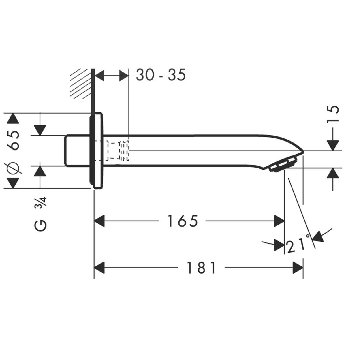 Излив для ванны Hansgrohe Metris  31494000