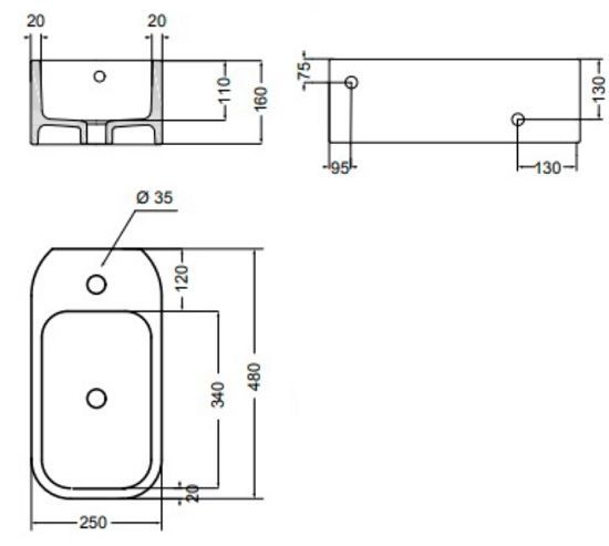 Cosa Раковина подвесная, правая 48х25 см 8610301R