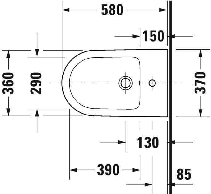 Біде підлогове Duravit D-Neo (пристінне) 2295100000