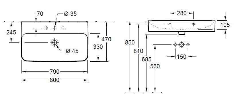 Умивальник підвісний Finion Villeroy & Boch 416884R1