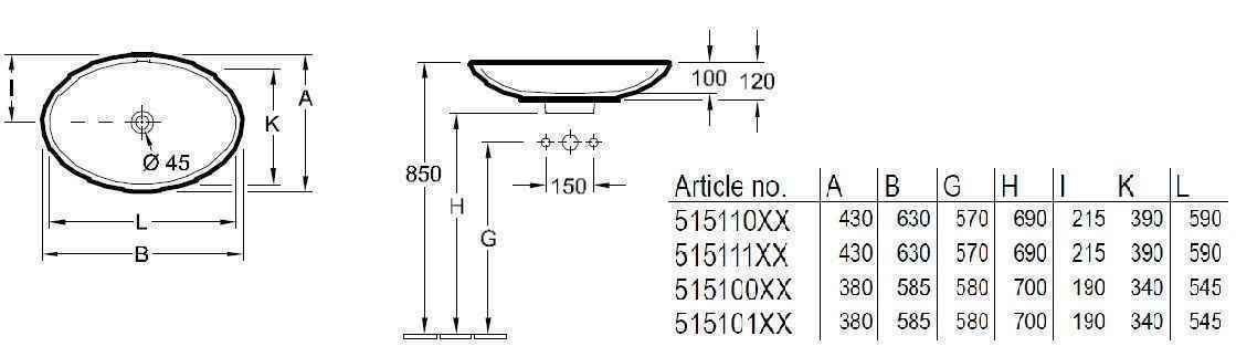 Умивальник на стільницю Villeroy & Boch Loop & Friends 515111R3