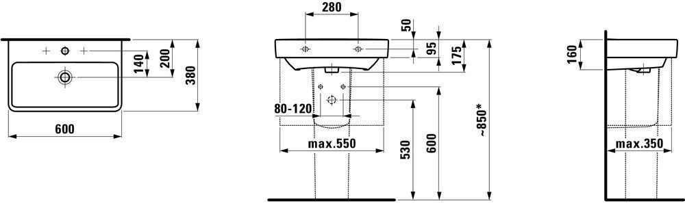 Керамічна раковина LAUFEN PRO S H8189580001041 H8189590001041