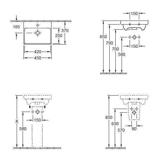 Підвісний умивальник Villeroy and Boch Avento (компактний) 735845RW