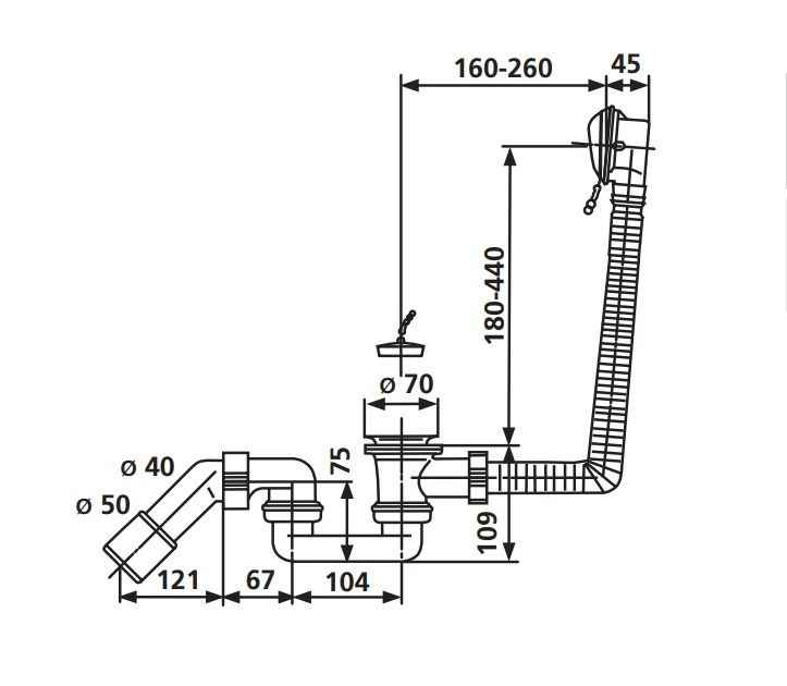 Сифон для ванної Sanit 35.038.00.S000 (с цепочкой) 35.038.00.S000