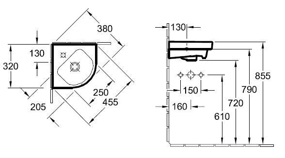 Угловой умывальник Villeroy and Boch Subway 2.0 731945R2