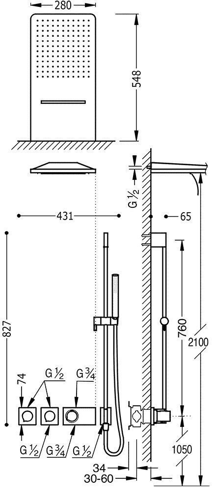 Душевая система Tres Block System 20735309AC
