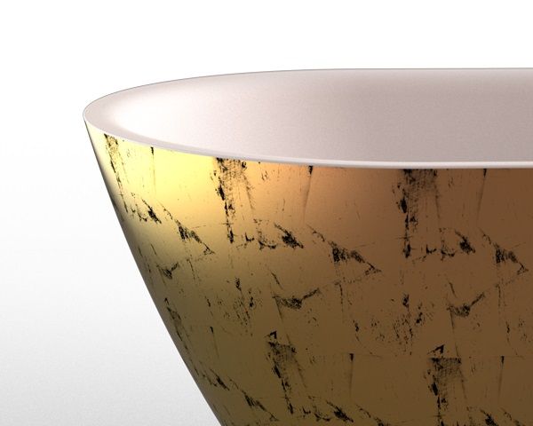 Пристенная ванна Knief Wall Corner правосторонняя / левосторонняя wall l Белый матовый / Сусальное золото 0100-277-L