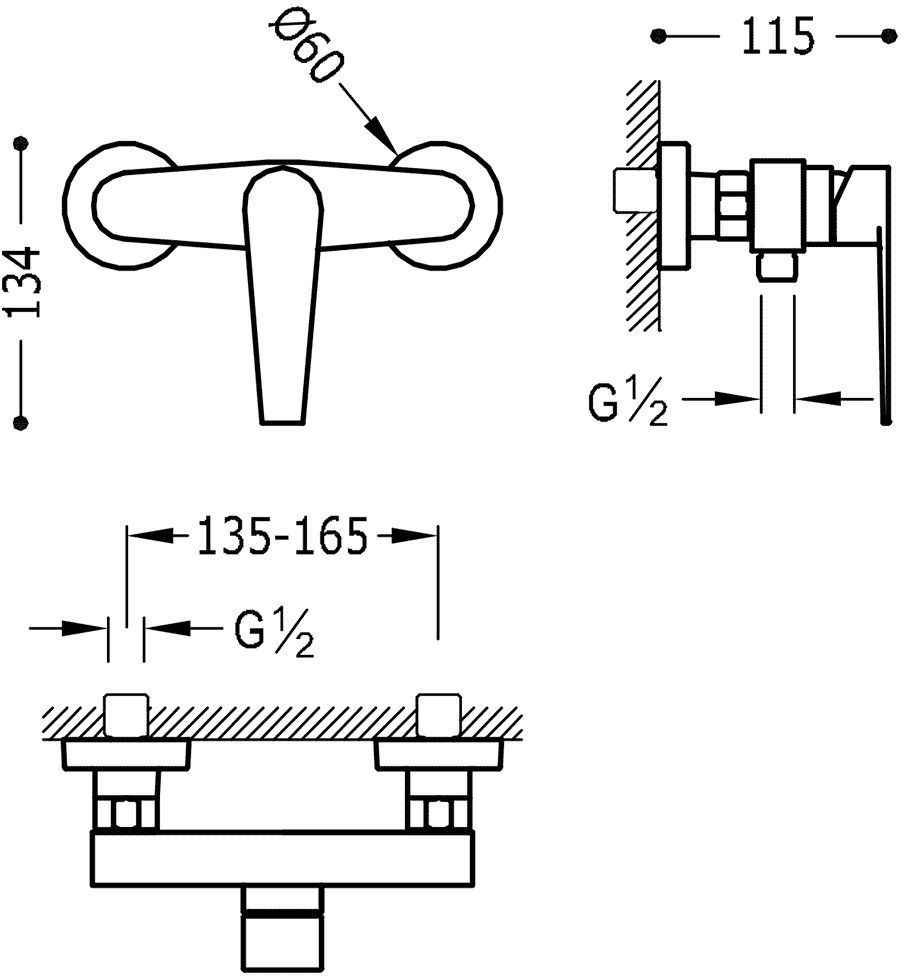 Набор: Змішувач для душа і душовою набір Tres Class 20516701