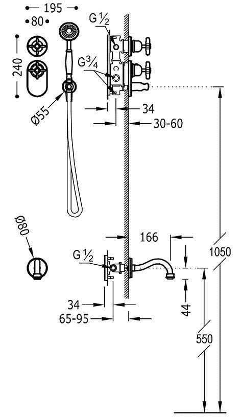 Душевая система Tres Clasic 24235201