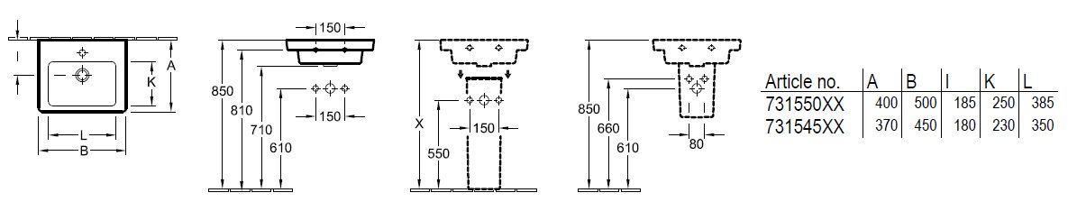 Подвесной умывальник Villeroy and Boch Subway 2.0 731545R3