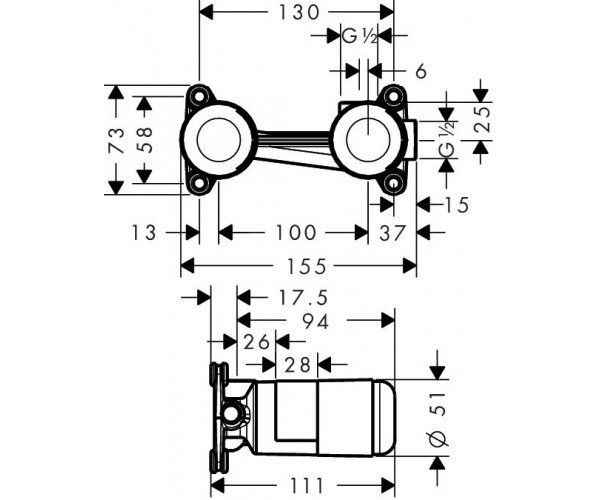 Прихована частина змішувача на умивальник Hansgrohe 13622180