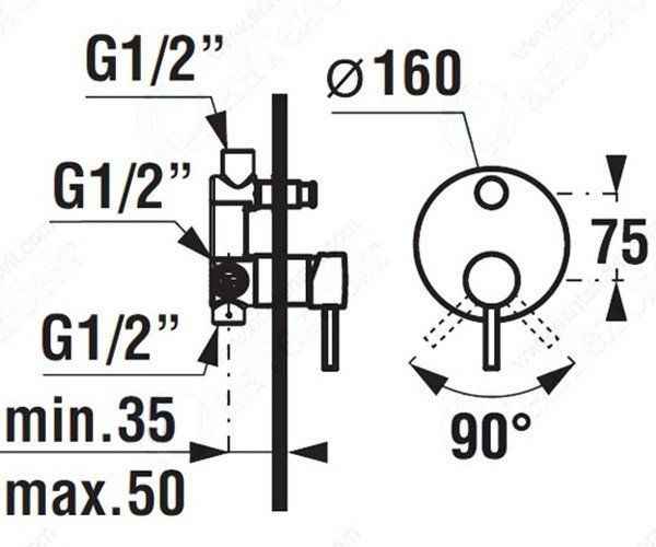 Змішувач для душа і ванни Jika Mio H3207160040001