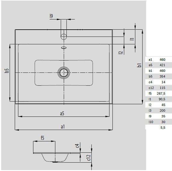 Умывальник Kaldewei Puro 9000 0601 3001