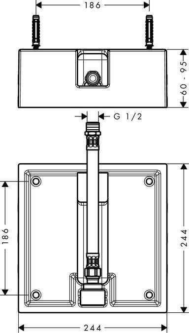 Прихована частина верхнього душа 260/260 1jet Hansgrohe Raindance 26471180