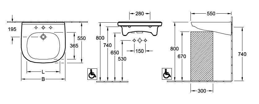 Умывальник Villeroy and Boch O. Novo Vita (для людей с ограниченными возможностями) 411956T1
