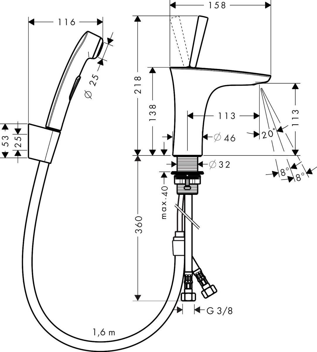 Смеситель с гигиеническим душем PuraVida Hansgrohe 15275400