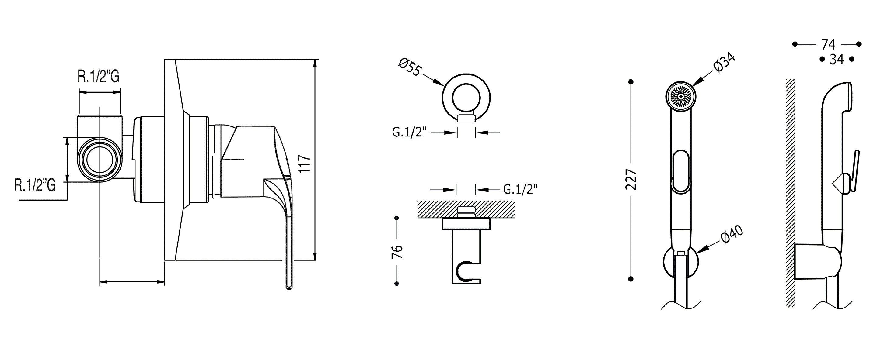 Набор: Смеситель с гигиеническим душем Tres №4