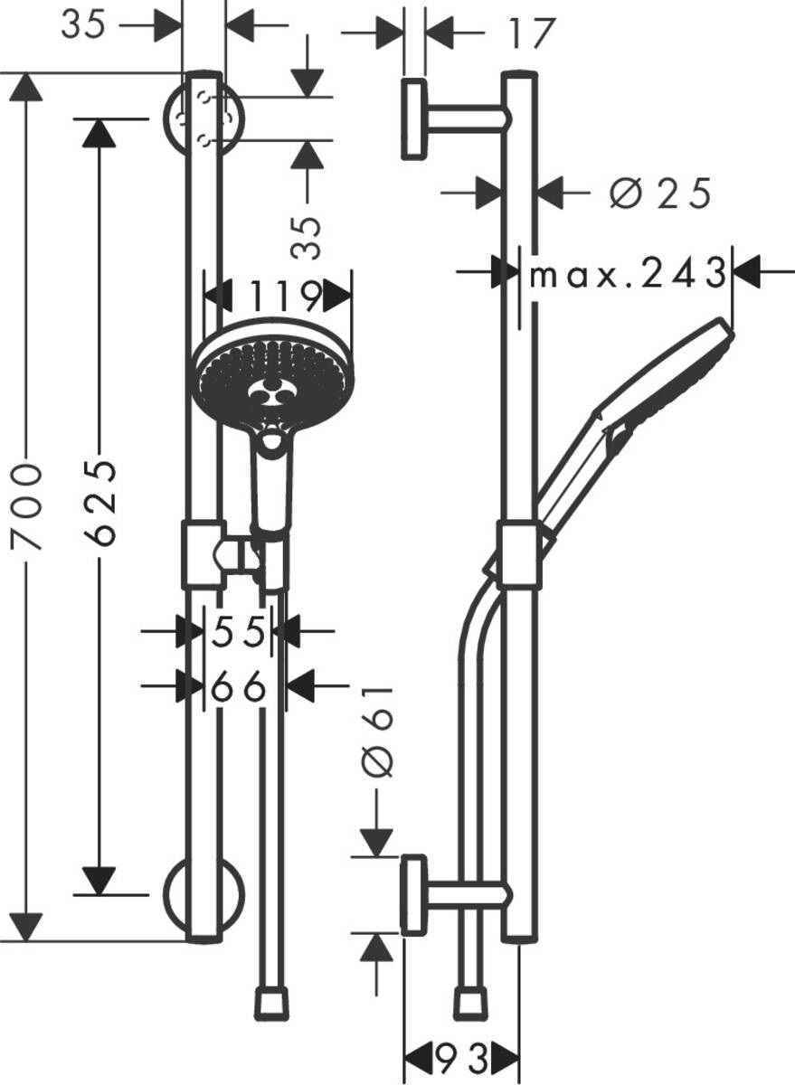 Душовий набір Hansgrohe Raindance Select S (120/650-900) 3jet 26320000