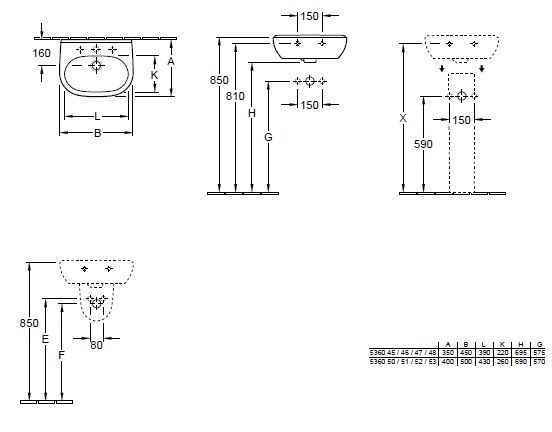Підвісний умивальник Villeroy and Boch O. Novo 53605001