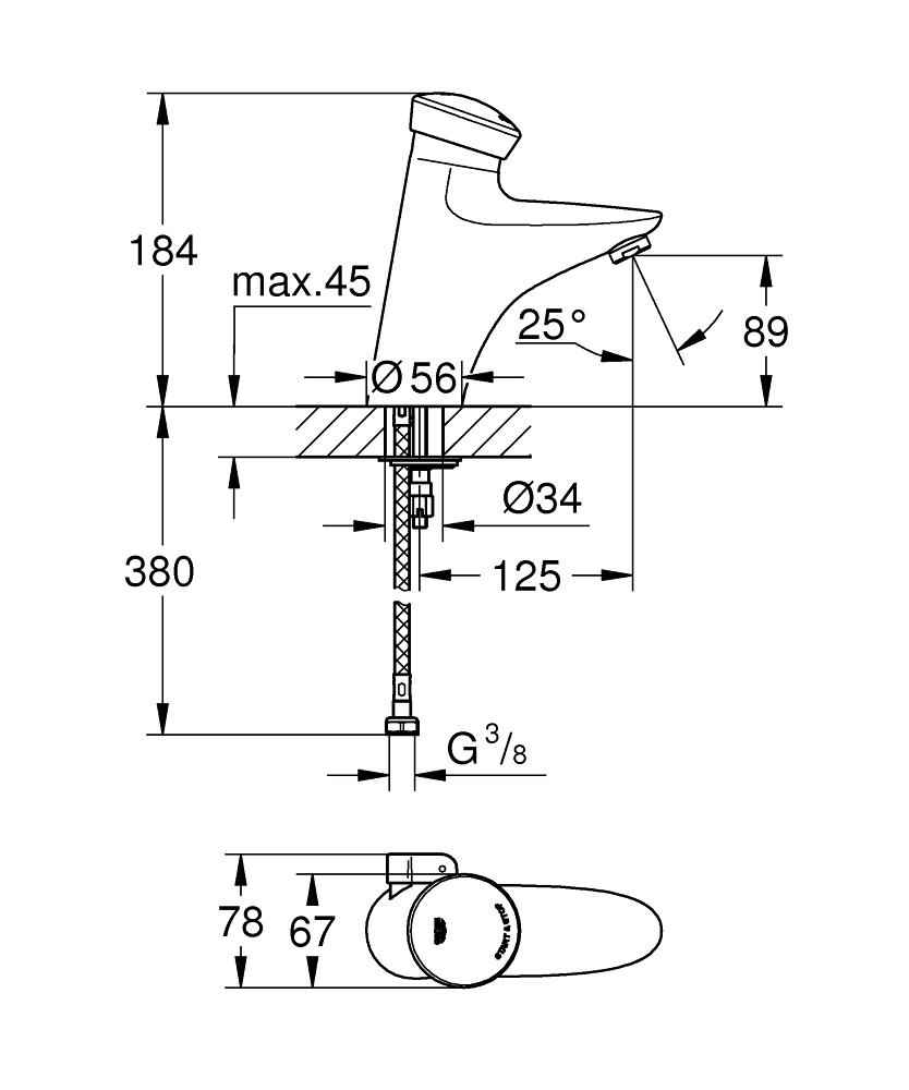Змішувач автоматичний для раковини Grohe Eurodisc хром (36233000) 36233000