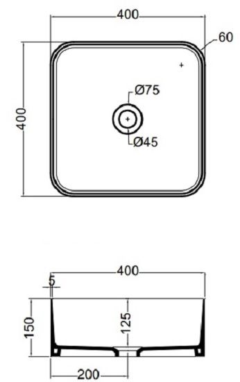 Mate Раковина квадратная на столешницу 40х40 см, белый матовый