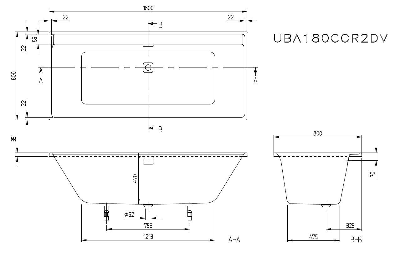 Ванна Villeroy and Boch Collaro UBA180COR2JV-RW