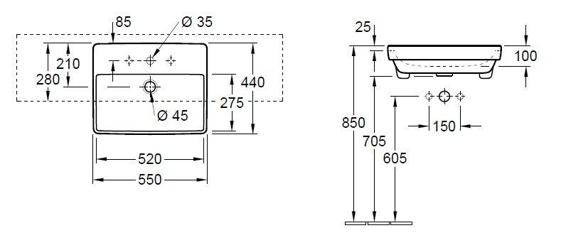 Полувстраиваемая раковина Villeroy and Boch Avento 4A0656RW