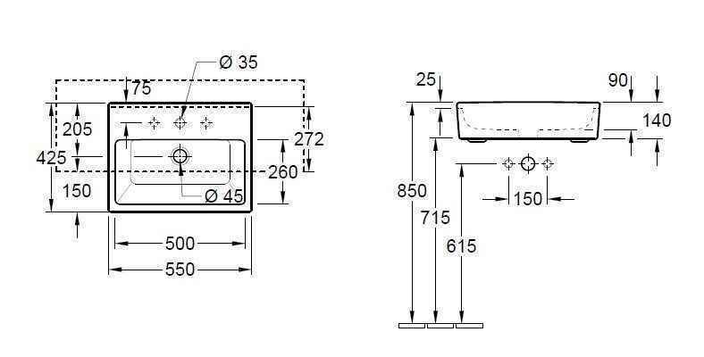Раковина половинувбудована Villeroy and Boch Memento (550 Х 425 мм) 413355R2
