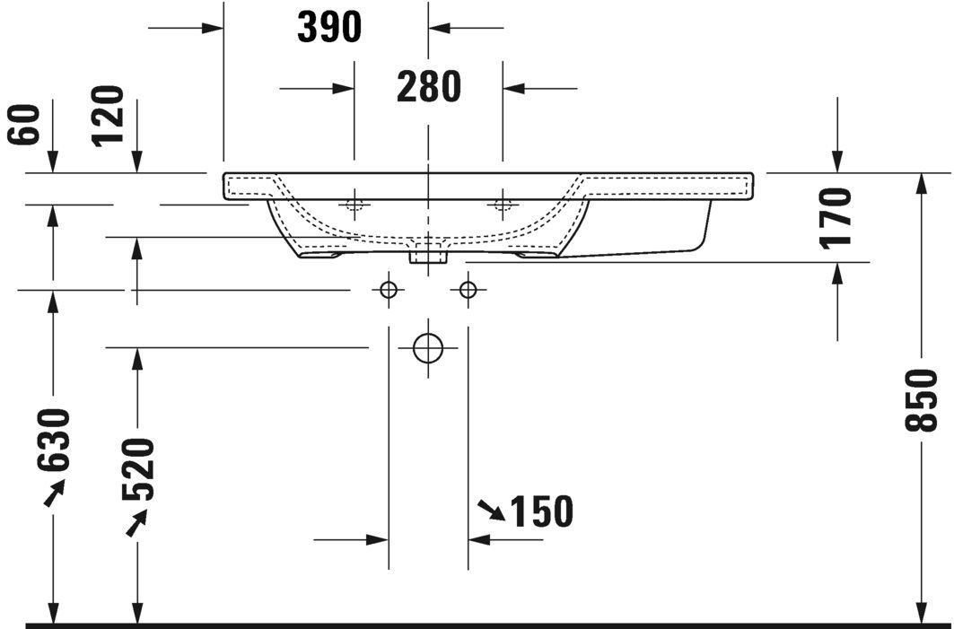 Умывальник Duravit DuraStyle (ассиметричный) 2325100060